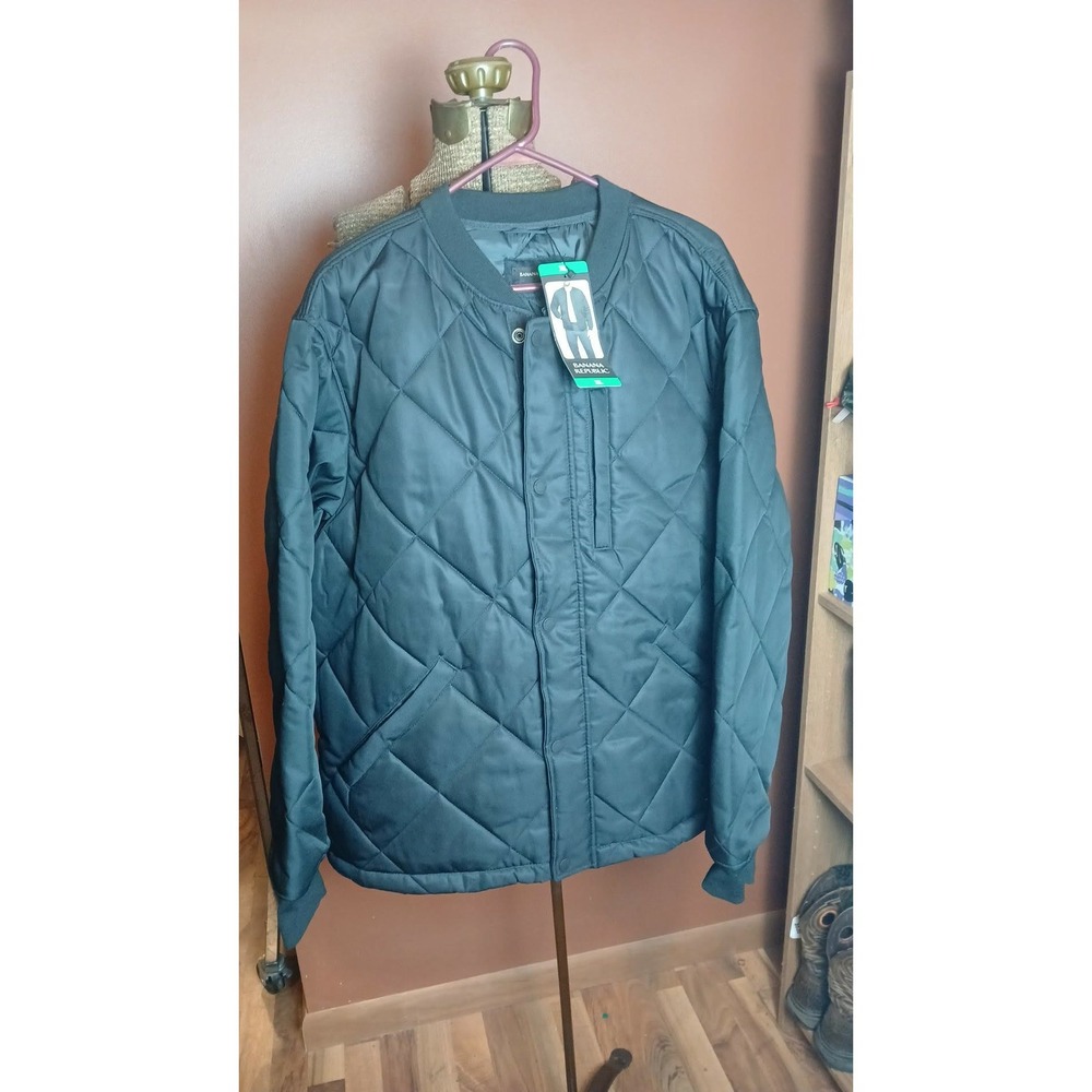 Banana Republic Mens Black Quilted Bomber Jacket XL New NWT 4905610